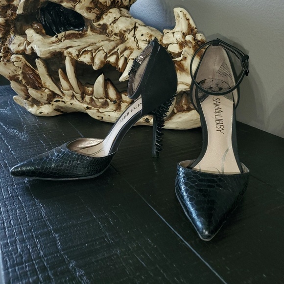 Sam & Libby Shoes - Sam Libby Spiked Pointed Toe Snake Print Heels